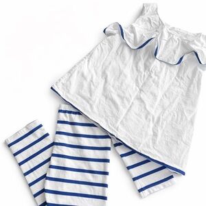 Janie and Jack Size 3 Blue Stripe Legging Set Good Condition